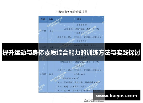 提升运动与身体素质综合能力的训练方法与实践探讨